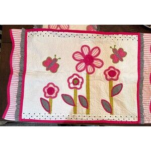 RETIRED Mackenzie-Childs POSIE POP Polka Dot  Flower Layered Sham Standard PAIR